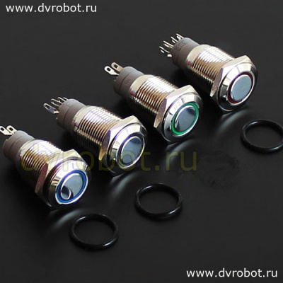 Кнопка М16LED/12-24В  - желтая